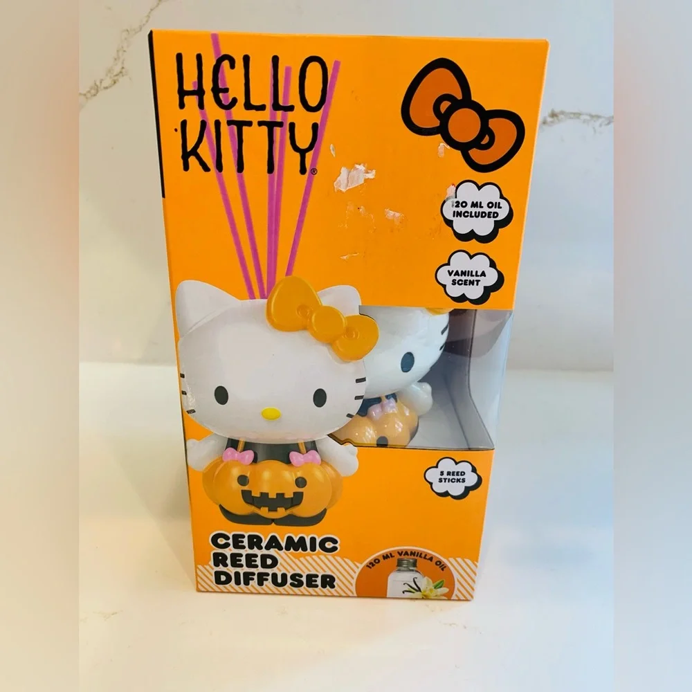 Hello Kitty Halloween Pumpkin Reed Diffuser Vanilla Scented NEW